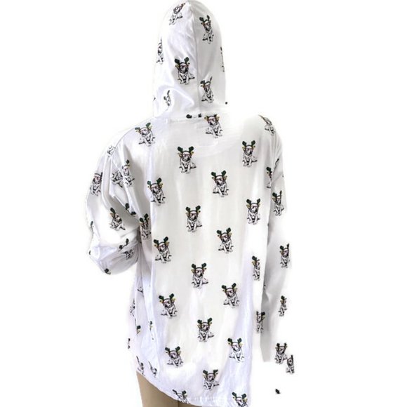 Denim and Flower Unisex Christmas Pup Long Sleeve T-shirt Hoody Size XL "EUC" - Picture 5 of 11